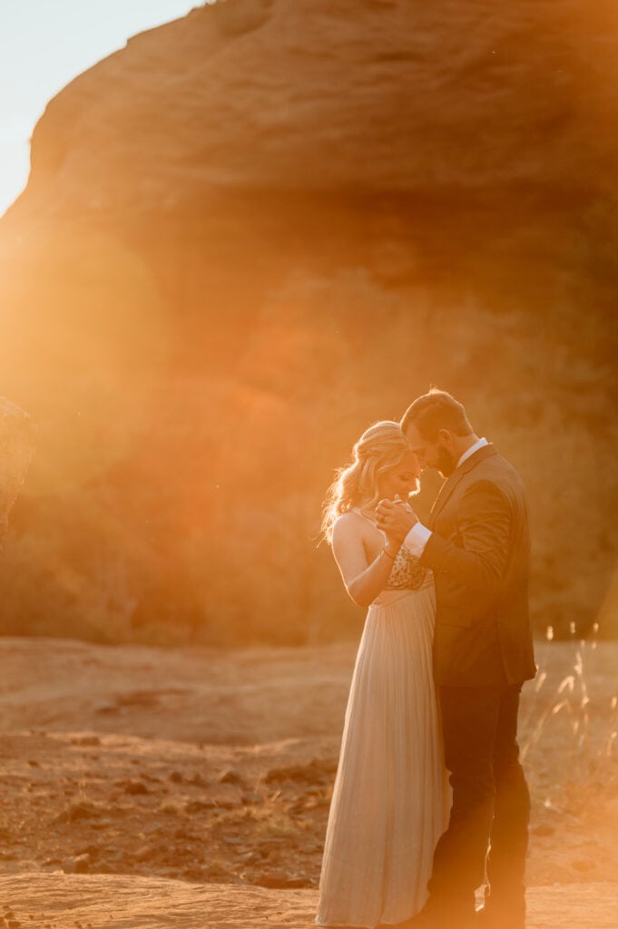 Private first dance as the sun rays stream through the Sedona Canyons