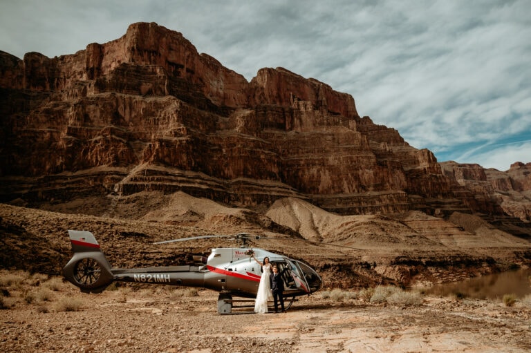 Cassandra & Jared’s Grand Canyon Helicopter Elopement & Slot Canyon Adventure