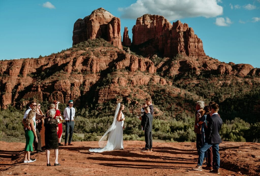 Elopement with family with Secret Slick Rock in the background