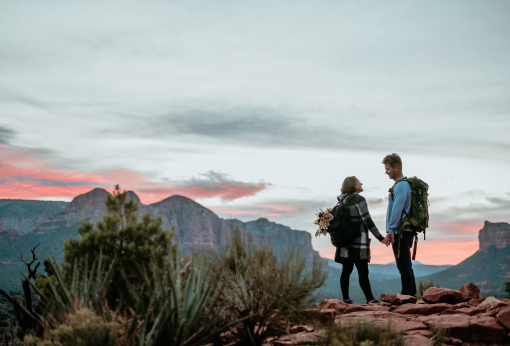 A difficult sunrise or sunset hike is one of the fun elopement ideas you can include in your more adventurous elopement