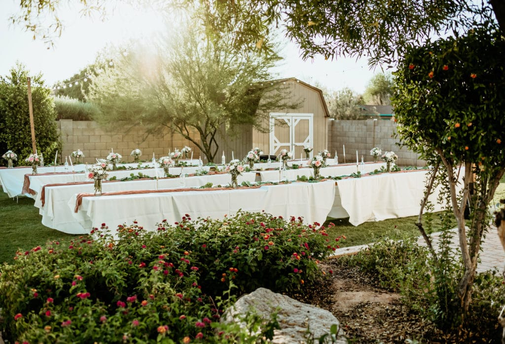 Beautiful backyard wedding receptions set up