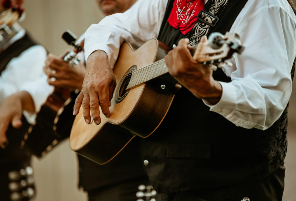 Backyard mariachi band wedding reception music as a gift from bride's father