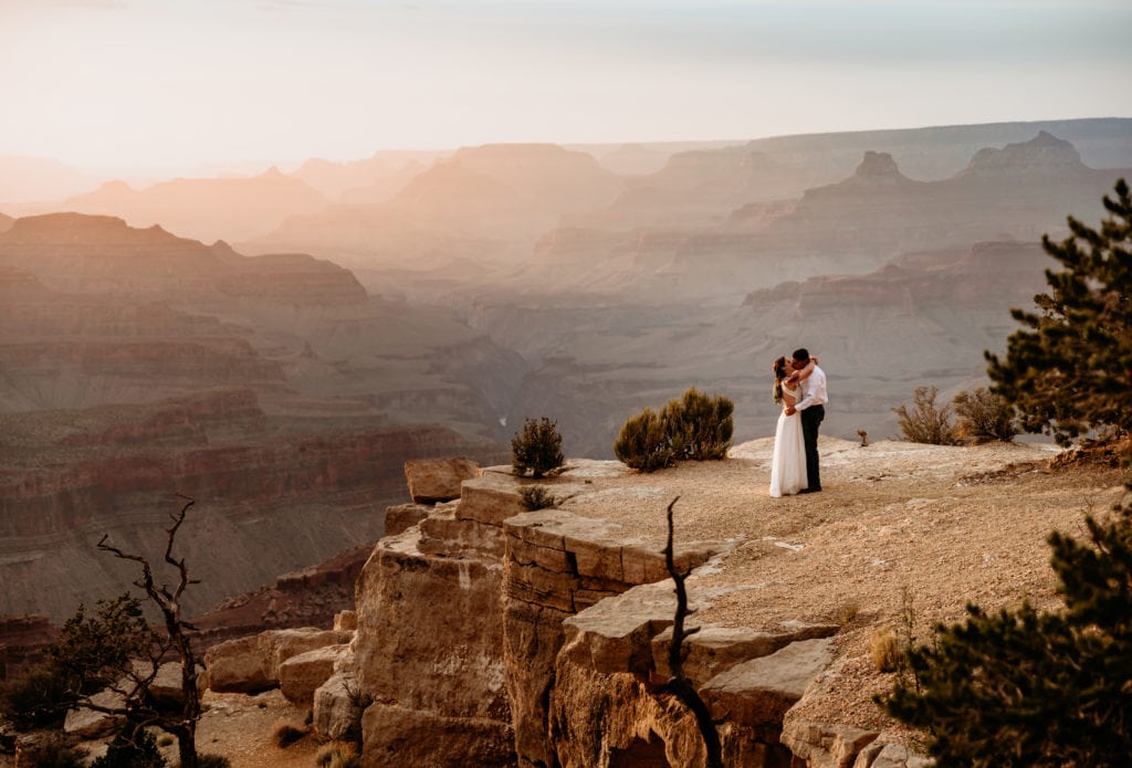 First dance during elopement in a more remote area of the Grand Canyon